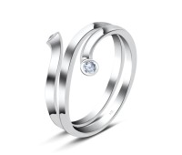 CZ Pretty Curl Silver Ring NSR-3170